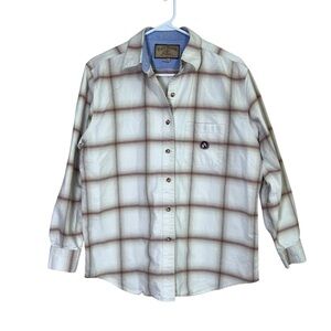 Bit & Bridle Ladies Western Plaid Button-up Shirt Collar Pocket Horse Sz Medium